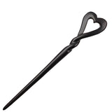 CrystalMood Handmade Carved Wood Hair Stick Twisted Heart Ebony
