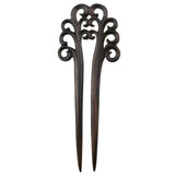 CrystalMood Handmade Carved Wood 2-Prong Hair Stick Fork Filigree Ebony