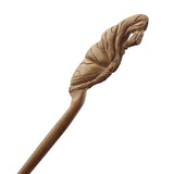 CrystalMood Handmade Carved Peachwood Hair Stick Lotus Leaf