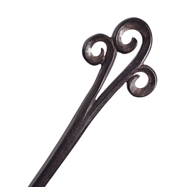 CrystalMood Handmade Carved 3 Curls Wood Hair Stick Lignum-Vitae