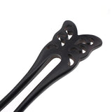 CrystalMood Carved Wood 2-Prong Butterfly Hair Stick Fork
