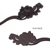 CrystalMood Carved Ebony Wood Flat-Back Peony Flowers Hair Stick