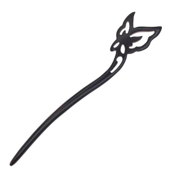 CrystalMood Handmade Carved Ebony Wood Silhouette Butterfly Hair Stick