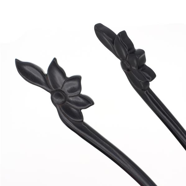 CrystalMood Handmade Carved Wood Simple Floral Hair Stick