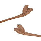 CrystalMood Handmade Carved Peachwood Chinese Zodiac Hair Stick 1 Rat