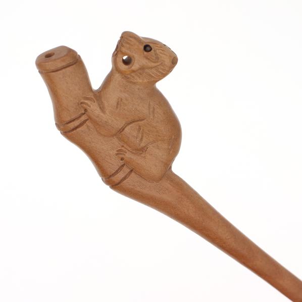 CrystalMood Handmade Carved Peachwood Chinese Zodiac Hair Stick 3 Tiger