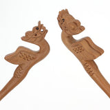 CrystalMood Handmade Carved Peachwood Chinese Zodiac Hair Stick 5 Dragon
