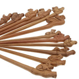 CrystalMood Handmade Carved Peachwood Chinese Zodiac Hair Stick 12 Pig