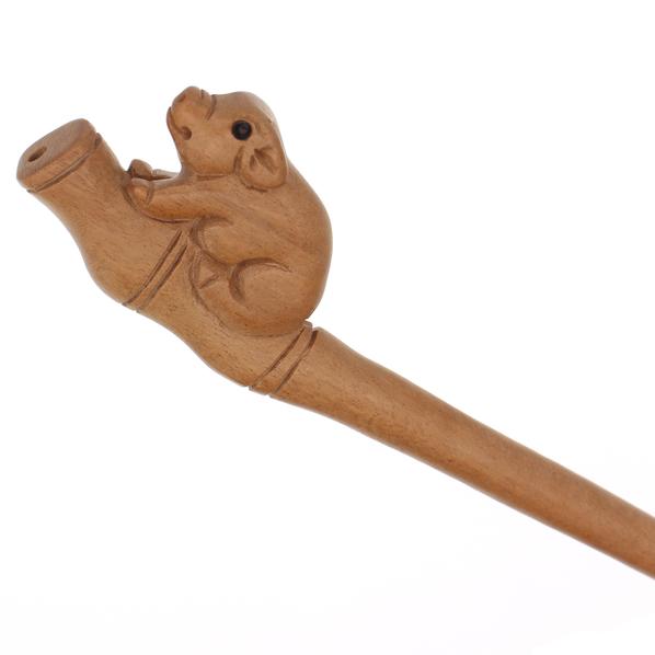 CrystalMood Handmade Carved Peachwood Chinese Zodiac Hair Stick 12 Pig