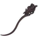 CrystalMood Carved Ebony Wood Flat-Back Mandarin Ducks Hair Stick
