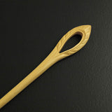 CrystalMood Handmade Carved Wood Hair Stick Feather 7" Ebony