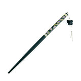 Painted Wood Hair Stick with Tassel 7" Black
