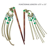 Crystalmood Shell Decorated Lacquered Ironwood Hairstick w/ Crystal & Phoenix Tassels