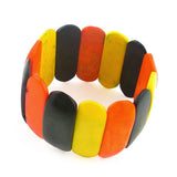 Handmade Colored Yak Bone Stretch Bracelet 1.75" Wide