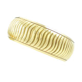 Ethnic Tribal Engraved Wave Gold Bangle Bracelet 0.9" Wide