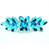 Gold Finish Colorful Large Rhinestone Floral Hair Barrette