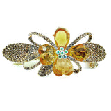Gold Finish Rhinestone & Large Crystal Floral Barrette