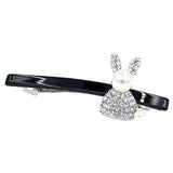 Rhinestone and Pearl Bunny Princess Slim Barrette White/Clear