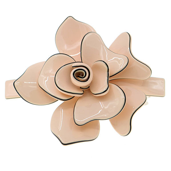Crystalmood Cellulose Acetate Blooming Rose Hair Barrette Peach