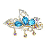 Butterfly Rhinestone Hair Barrette with Drops
