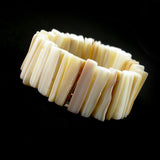 Thick White Shell Stretch Bracelet 0.8" Wide