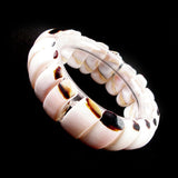 White Shell Stretch Bracelet 0.75" Wide