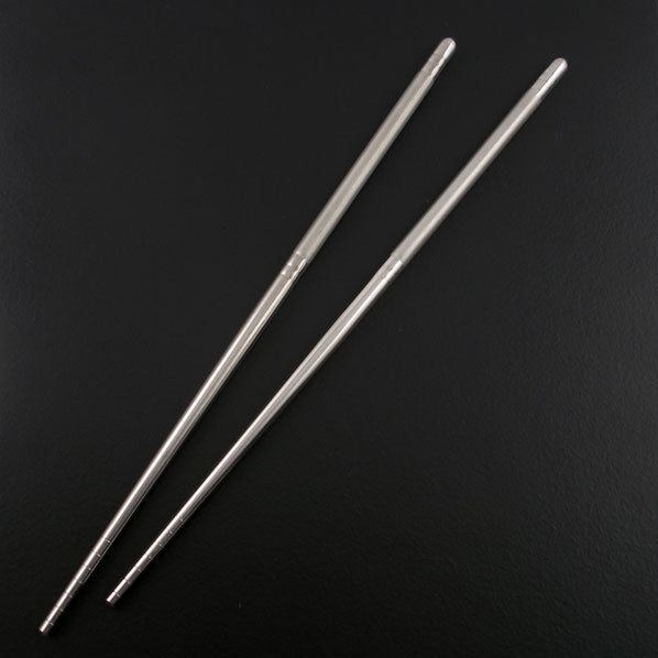 Brushed Stainless Steel Hollow Chopstick Hair Stick  8.8 In [Pair]