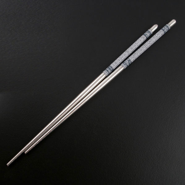 Stainless Steel Hollow Chopstick Hair Stick Oriental 8.8 In [Pair]