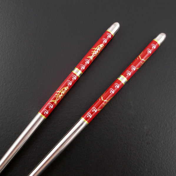 Stainless Steel Hollow Chopstick Hair Stick Fish 8.8 In [Pair]