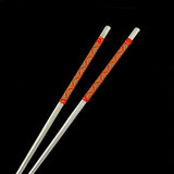 Stainless Steel Square Top Hollow Chopstick Hair Stick Red 9 In [Pair]