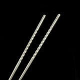 Stainless Steel Hollow Chopstick Hair Stick Wave 8.9 In [Pair]