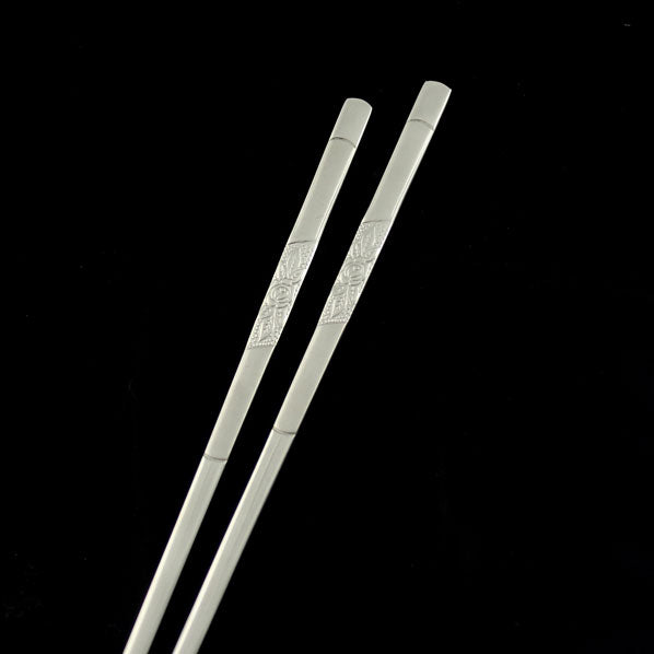 Stainless Steel Flat Chopstick Hair Stick Rose 8.25 In [Pair]