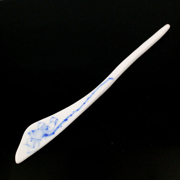 Handmade Porcelain China Freeform Hair Stick Blue Lotus