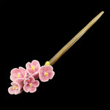 Handmade Porcelain China Hair Stick Pink Plum