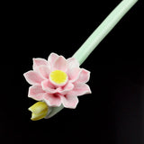 Handmade Porcelain China Hair Stick Lotus Pink