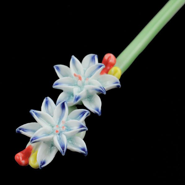 Handmade Porcelain China Hair Stick Water Lilies