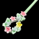 Handmade Porcelain China Hair Stick Flower Wreath