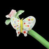 Handmade Porcelain China Hair Stick Butterfly and Flower