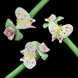 Handmade Porcelain China Hair Stick Butterfly and Flower