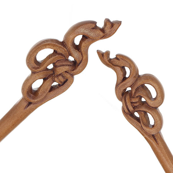 Machine Carved Wood Hair Stick for DIY Ribbon Peachwood