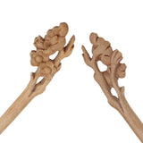 Machine Carved Wood Hair Stick for DIY Plum Flower Peachwood