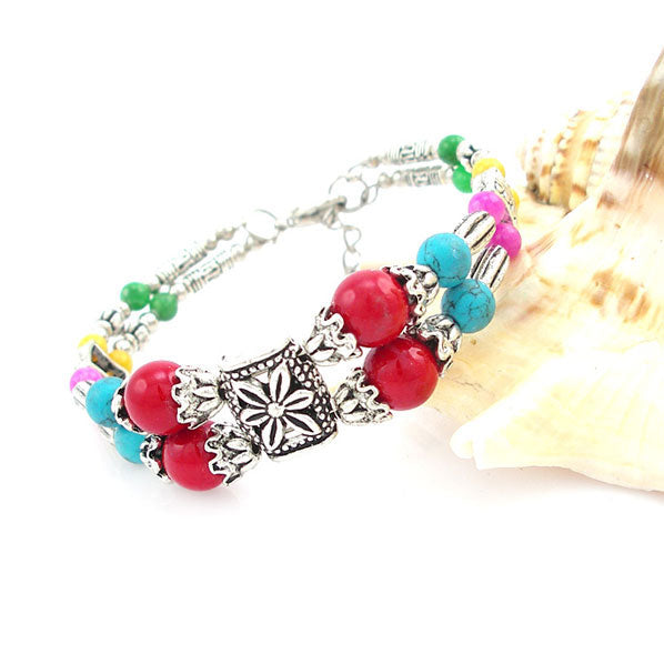 Tibetan Silver and Beads Bracelet