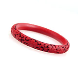 Handmade Chinese Carved Lacquer Floral Bangle Bracelet 0.5"