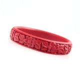 Handmade Chinese Carved Lacquer Floral Bangle Bracelet 0.5