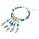 Tibetan Style Turquoise Bracelet with Tassels Blue