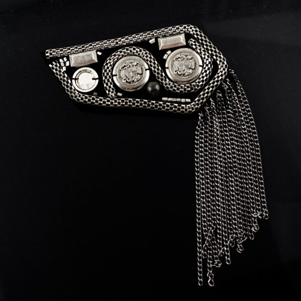 Fringed Epaulet with Metallic Buttons and Elements