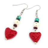 Tibetan Style Carved Lacquer Earrings Red