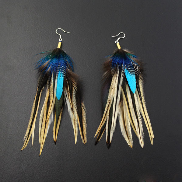 Multi-colored Feather Earrings with Sterling Silver Earwire