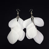 White Feather Bridal Earrings with Sterling Silver Earwire