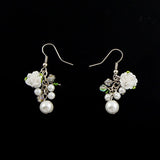 White Polymer Flower Pearl Earrings